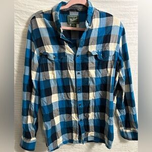 Woolrich Mens Blue Plaid Long Sleeve Button Down Shirt Size M. B1